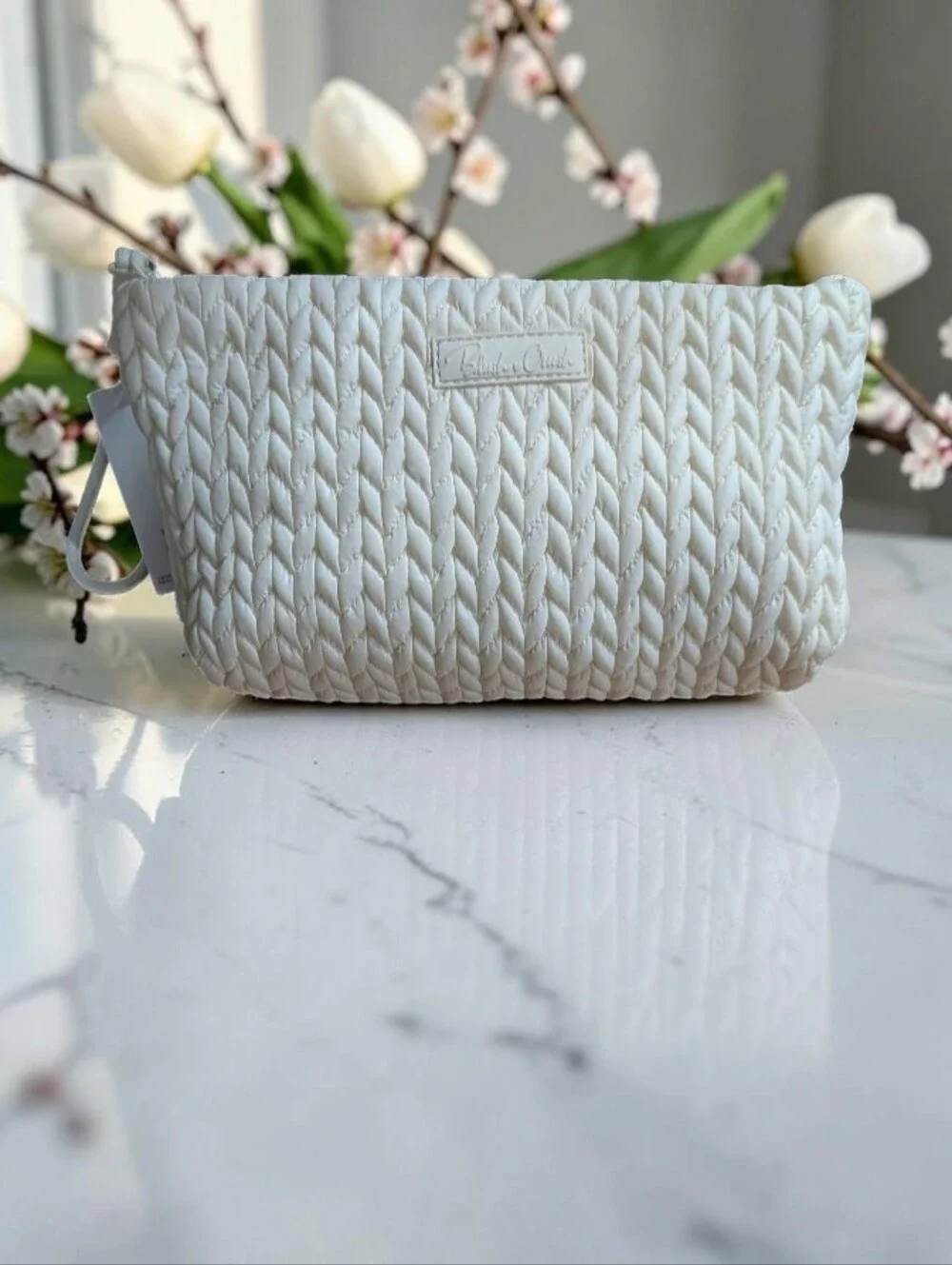 NWT Quilted Cream Blush Crush Wristlet Pouch